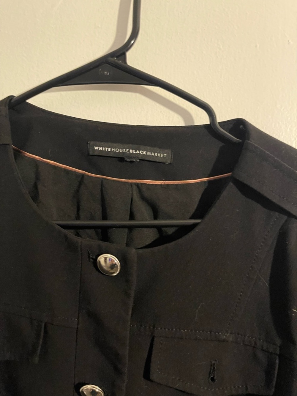 White House Black Market Black Round-Neck Button Jacket
